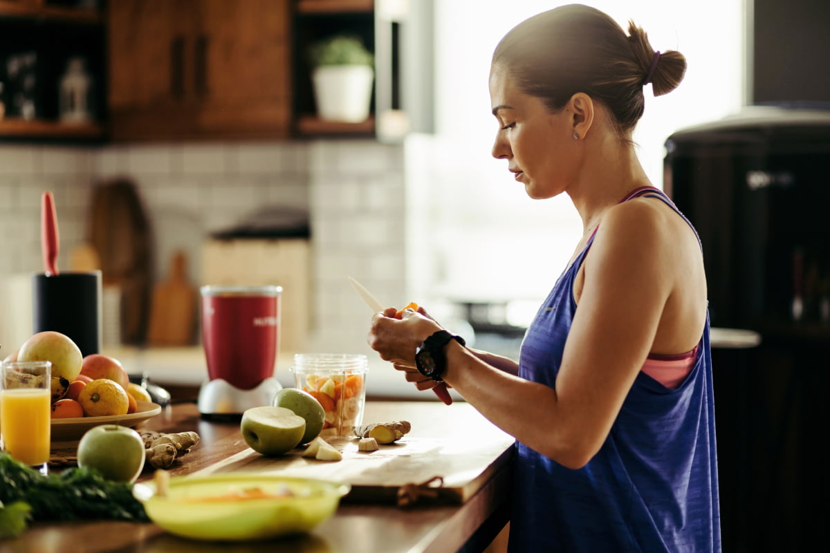 Young Woman Making Healthy Meal by Intuitive Eating