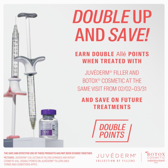 Alle double points Juvederm Botox promotion
